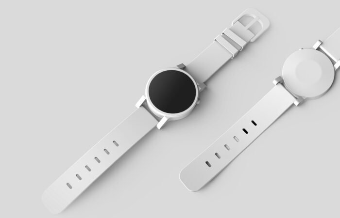 round white watch with white band